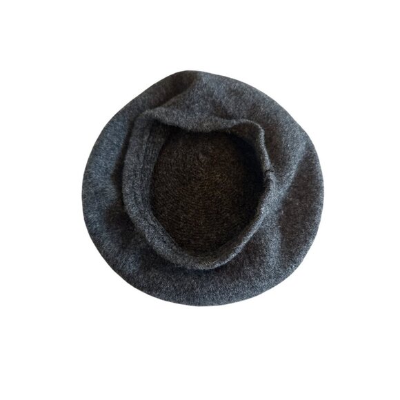 Dark Gray Wool Blend French Beret Hat For Adults - Picture 3 of 3